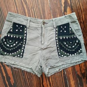 Distressed Embellished Short